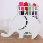 MyGift Cylindrical Metal Elephant Design Pen Cup, Office Supplies Pencil Holder, White