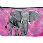 Cosmetic Bag, Zipper Pouch – Zip-top Closer – Taken From My Original Paintings – Animals (Elephant-Kelly)