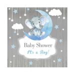 OFILA Elephant Baby Shower Backdrop 5x5ft Polyester Fabric Twinkle Twinkle Little Star Boys Baby Shower Party Photos Background Baby Shower Shoots Cute Baby Elephant Background Studio Props