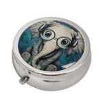 COWGOGO Cartoon Elephant Custom Design Fashion Silver Round Glass Pill Case Decorative Metal Pill Box