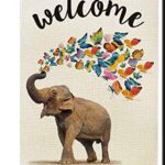 Agantree Art Welcome Elephant Butterflies Garden Flag Waterproof Double Sided Yard Outdoor Decorative 12 x 18 Inch