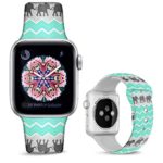 DOO UC Floral Bands Compatible with iWatch 42mm/44mm,Elephant Green Silicone Fadeless Pattern Printed Replacement Bands for A pple Watch Series 4/3/2/1, M/L for Women/Men