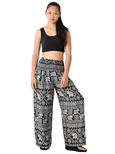 Orient Trail Women’s Bohemian Elephant Design Yoga Wide Leg Harem Pants ...