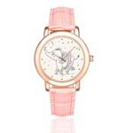 InterestPrint Cute Elephant Ballerina Women’s Waterproof Wrist Watches Pink Leather Strap Watch