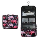 XLING Wash Gargle Bag Floral Indian Ethnic Animal Elephant Toiletry Bag Travel Portable Cosmetic Makeup Brush Case with Hanging Hook Organizer for Women Men