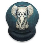 Mouse Pad with Wrist Support, Non Slip Mousepad Wrist Rest for Office, Computer, Laptop & Mac- Durable & Comfortable & Lightweight Ergonomic Support Mouse Mat (Cute Elephant-Wrist)