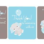 Gray Elephant Lip Balm Labels Baby Shower Favors Set of 45 (Light Blue)