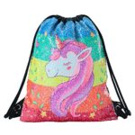 Segorts Sequin Mermaid Drawstring Bag Reversible Sequin Dance Bag for Girls Kids