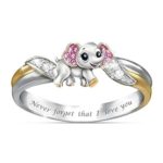 LOSOUL Luck Elephant Ring Jewelry Ring for Mother Daughter Jewelry Wedding Ring