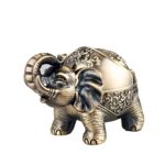 Feyarl Vintage Metal Elephant Ashtray with Lid Windproof Cigarette Ashtray Holder Desktop Indoor Outdoor Office Home Decoration