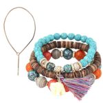 Yezijin New Fashion Wood Beads Bracelets Boho Small Elephant Charm Vintage Style Jewelry Under 5 Dollars Valentine’s Day Gifts for Girlfriend/Boysfriend 2019