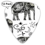 Bohemian Elephant Boho White – Guitar Picks, 12 Pack Guitar Picks for Bass, Electric & Acoustic Guitars, for Men Women Guitarist Best Christmas Unique Gift