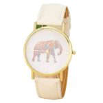 Women’s Watch, Leegor Girls’ Fashion Quartz Dial Elephant Printing Pattern Weaved Leather