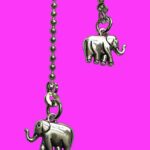 Two of 3 Dimensional Small Pewter Elephant Fan Light Pull Chain Ornaments