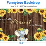 Funnytree Elephant Sunflower Baby Shower Backdrop for Party a Sweet Little Peanut is on The Way Rustic Wooden Floor Photography Background Cake Table Banner Decorations Photo Booth