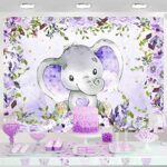 Sensfun Purple Floral Elephant Baby Shower Backdrop Girl Elephant Baby Shower Decorations Lavender It’s A Girl Little Peanut Baby Shower Banner Elephant Birthday Party Supplies Photo Background 5x3ft