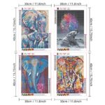 NEWSTARARTS Elephant Diamond Painting Kits for Adults and Kids, Elephant Diamond Art Kits DIY 5D Round Full Drill Gem Art Perfect for Relaxation and Home Wall Decor(4 Pack, 12 x 16 inch)