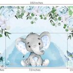 HUAYI 102″x62″ Baby Boy Elephant Table Cloth for Baby Shower Birthday Party Dessert Table Decoration Cotton Fabric Table Cover ZB-1023