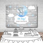 Sensfun Boy Elephant Baby Shower Backdrop Rustic Wood Twinkle Twinkle Little Star Gender Reveal Photography Background Blue Moon Elephant Newborn Decorations Oh Boy Banner Photo Booth Backdrops 7x5ft