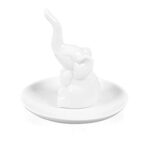 Lependor Elephant Ring Holder Jewelry Tray for Wedding Christmas Birthday, Handmade Ceramic Decor Jewelry Small Animal Tray – White Elephant