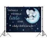 Twinkle Twinkle Little Star Baby Shower Backdrop Blue Elephant Photography Backdrop for Boy 7x5ft Vinyl Background Elephant Themed Party Banner