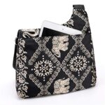 Nawoshow Nylon Floral Multi-Pocket Crossbody Purse Bags for Women Travel Shoulder Bag (Elephant)