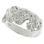 Sterling Silver Elephant Ring Polished Finish 7/16 inch Wide, Size 8