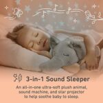 Pure Enrichment® PureBaby® Sound Sleeper Portable Sound Machine & Star Projector – Plush Sleep Aid with Night Light, 10 Lullabies, White Noise, Heartbeat, Birds & More for Baby & Toddlers (Elephant)