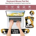 Mouse Pad with Wrist Support, Office Easy Typing Games to Relieve Fatigue, Non-Slip and Durable Memory Foam Keyboard Wrist Rest, Ergonomic Gel Smouse Pad Cute Baby Elephants with Sunflower(Pack of 3)