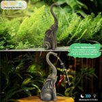 IVCOOLE Garden Statues Elephant Decor with LED Solar Lights – Set of 2 Good Luck Elephant Gifts for Women,Mom Gifts Outdoor Statues Yard Decor for Patio,Porch,Home,Garden – Unique Housewarming Gifts