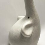 Stylish White Elephant Trunk Textured Ceramic 6 Inch High Bud Vase