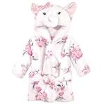 Hudson Baby Unisex Baby Plush Animal Face Bathrobe, White Elephant, 0-9 Months