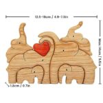 ROSLILY Custom Wooden Family Blocks Couple Animal Figurine Cuddling Animals Decoration Hand-Carved Elephant in Love for Family Keepsake Gifts