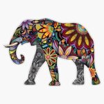Colourful Elephant Art Sticker Bumper Sticker Vinyl Decal 5″