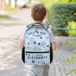 XaocNyx Elephant School Backpack for Girls Boys, 16 Inch Light Blue Backpacks for Kids Age 8-10, Cute Lightweight Bookbag for Travel