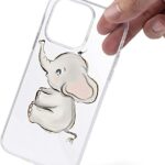 Niceboomna Clear Case for iPhone 14 Pro Max, Cute Funny Elephant Flexible Soft TPU Shockproof Protection Basic Case Gift for Women Girl Man