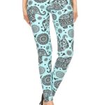 Leggings Depot High Waisted Camouflage & Multiple Print Leggings for Women-Full Length-R760, Mint Elephant, One Size