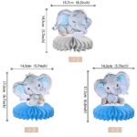 6 PCS Blue Elephant Honeycomb Table Centerpiece It’s a Boy Baby Shower Table Toppers Centerpieces Decro for Elephant Theme Gender Reveal Baby Shower Birthday Party Table Decorations Supplies