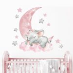 Elephant Animal Wall Stickers Star Wall Decals Elephant with Star Vinyl Animal Wall Stickers,Baby Nursery Girl Boy Kids Room Wall Décor,Wall Decal for Kids Bedroom Living Room, Classroom,Playroom