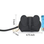 Small Leather Coin Purse for Women Cute Elephant Change Purse for Girls Zipper Coin Pouch Wallet with Key Chain and Wrist Strap (1-Black)