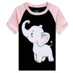 Little Girls Elephant Pajamas Toddler Short Sleepwear for Kids Summer 100% Cotton PJS 2 Piece Clothes Size 1-7 T(Elephant-6108 5T)