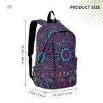 Mazeann Ethnic Elephant Mandala Laptop Backpack Travel Hiking Camping Work Computer Back Packs Book Bags for Women Men