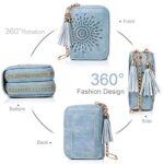 APHISON RFID Credit Card Holder Double Zipper Card Case Small Wallets for Women Leather Multifunctional Holders Sunflower style Ladies Girls/Gift Box 1942-2 BLUE