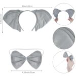 obmwang 3 Pieces Elephant Costume Set Elephant Ears Headband Bowtie and Tail Fancy Animal Cosplay Accessories for Halloween Dress Up Party