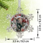 XUTAI Elephant Snowflakes Ornament Christmas Decoration Glass Dome Ornament Christmas Ornaments Home Decoration Cute Baby Elephant with Rose 3.5 inches