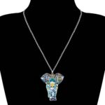 BONSNY Signature Africa Wildlife Collection SUNRISE Jungle Safari Wild Elephant Large Statement Enamel Pendant Necklace (Blue)