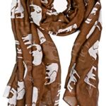 v28 Gorgeous Blue Elephant Print Long & Soft Scarf Shawl/Wrap – Large (Brown)