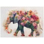 Vintage Elephant Puzzles for Adults 1000 Pieces and up, PICKFORU Retro Flower Puzzle as Home Decor, Unique Puzzles for Flower Lovers