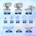 32 Pcs Elephant Cake Decoration with Mini Elephant Blue White Pearl Balls for Baby Shower Boy Elephant Theme Birthday Party Supplies (BLUE)