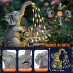 Solar Garden Outdoor Statues Elephant with 30 LED Lights – Lawn Decor Elephant Figurines for Patio, Balcony, Yard Ornament – Unique Housewarming Lucky Elephant Mother Gifts for Woman, Mom Family